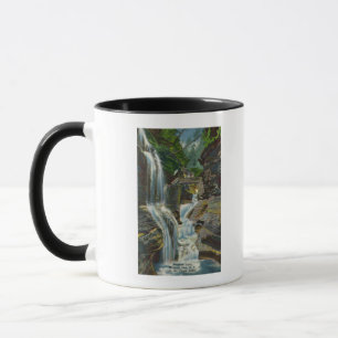Caneca Vista de quedas e de ponte do arco-íris