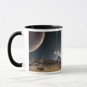 Caneca Vista de uma lua hipotética em órbita