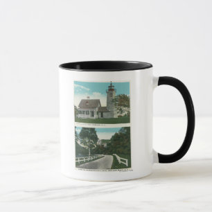 Caneca Vista do farol de Champlain do lago