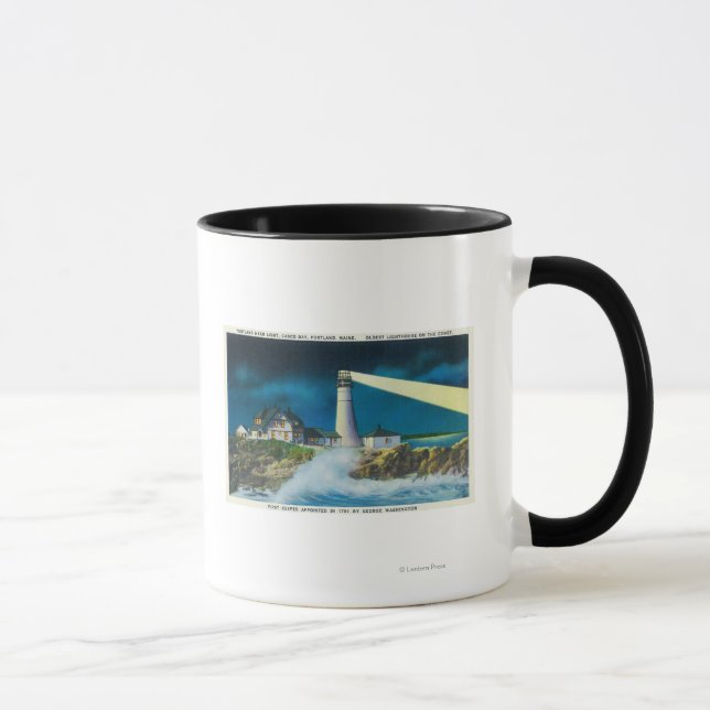 Caneca Vista do farol de Portland em Casco Bay (Direita)