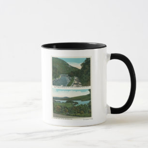 Caneca Vista do rio de Ausable e do lago Schroon