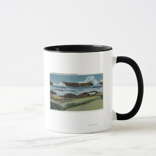 Caneca Vista do Rochedo Selvagem entre Waldport e (Direita)