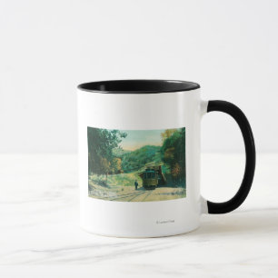 Caneca Vista do túnel entrando do trem à rocha do alume