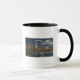 Caneca Vista enluarada do farol principal de Portland