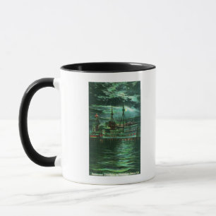 Caneca Vista enluarada do hotel do navio do restaurante