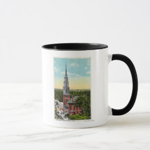 Caneca Vista exterior da igreja da rua do parque