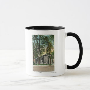 Caneca Vista exterior da igreja do Dutch do protestante