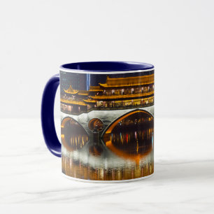 Caneca Vista Noturna da Ponte Anshun