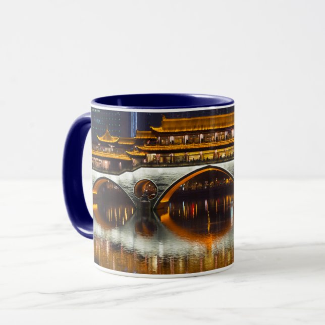 Caneca Vista Noturna da Ponte Anshun (Frente Esquerda)