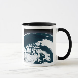 Caneca Vista sobre Greenland e o oceano ártico