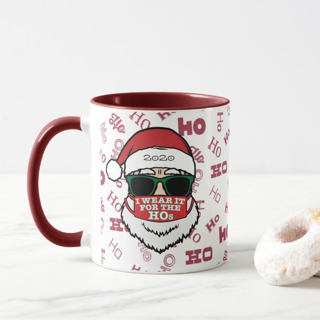 Caneca Visto-o para o Natal da Máscara dos Papais noeis E (Com Donut)