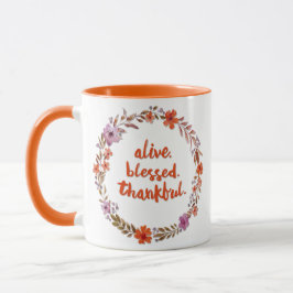 Caneca Viva Abençoado Grato Ação de Graças Aquarela