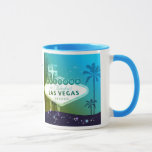 Caneca Viva Las Vegas Cyan Blue Wedding Gift<br><div class="desc">Sinal de faixa de Las Vegas, silhuetas de palmeiras, estrelas pequenas brilhantes e fundo azul ciano ilustrado em Mugs personalizados. Todo o texto de amostra pode ser totalmente personalizado com sua própria redação. Sinta-se livre para alterar as cores, fontes e tamanhos do texto também. (Entre em contato com ujean4791@gmail.com para...</div>