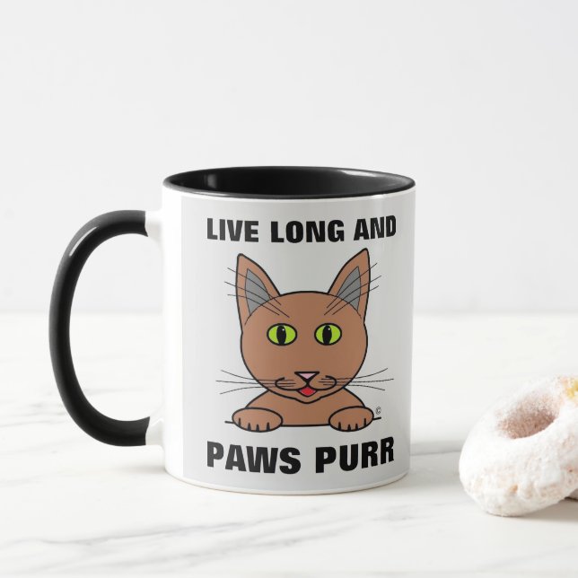 Caneca Viva Longo e Patas Ronronam Gato Divertido (Com Donut)