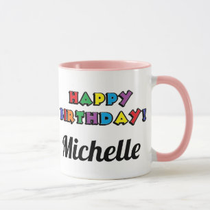 Caneca Viva Longo e Patas Ronronam Rosa Aniversário Perso
