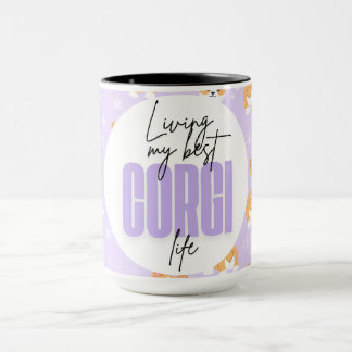 Caneca Vivendo Minha Melhor Vida De Corgi Engraçado, Boni