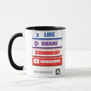 Caneca Vlogger de Subscrição de Comentários de Partilha d