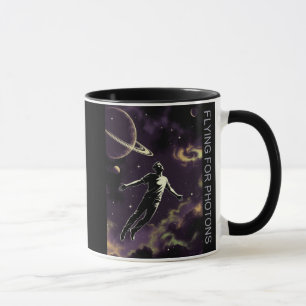 Caneca voadora para fótons com título à esquerda