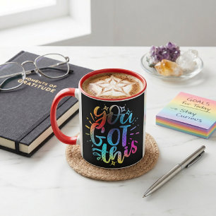 Caneca Você consegue estrelas e cores inspiradoras