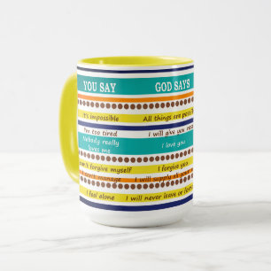 Caneca VOCÊ DIZ / DEUS DIZ — Versos de Bíblia inspiradore
