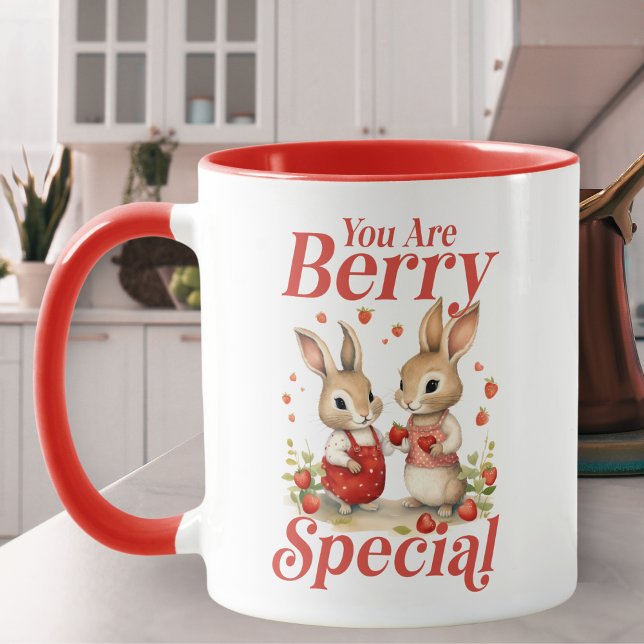 Caneca Você É Berry Special Bunnies E Corações (You Are Berry Special Bunnies And Hearts Mug)