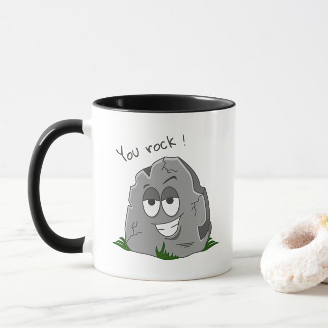 Caneca Você é Doido! Pedra de Desenho Cinza Engraçada (Com Donut)