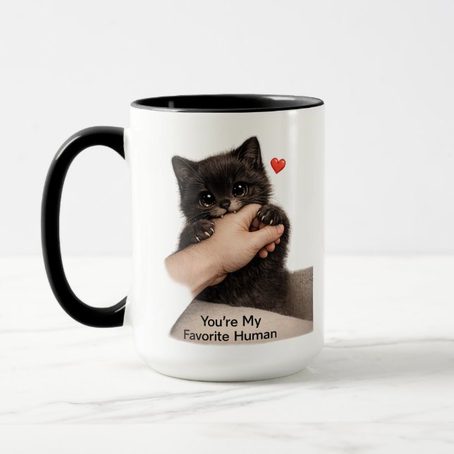 Caneca "Você é Meu Humano Favorito" com Gatinho Pr (Esquerda)