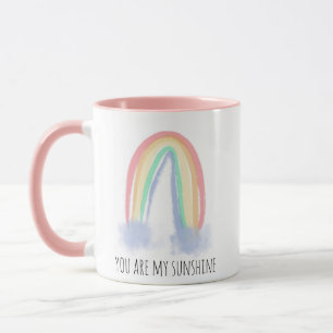 Caneca Você é meu sol arco-íris pintado aquarela