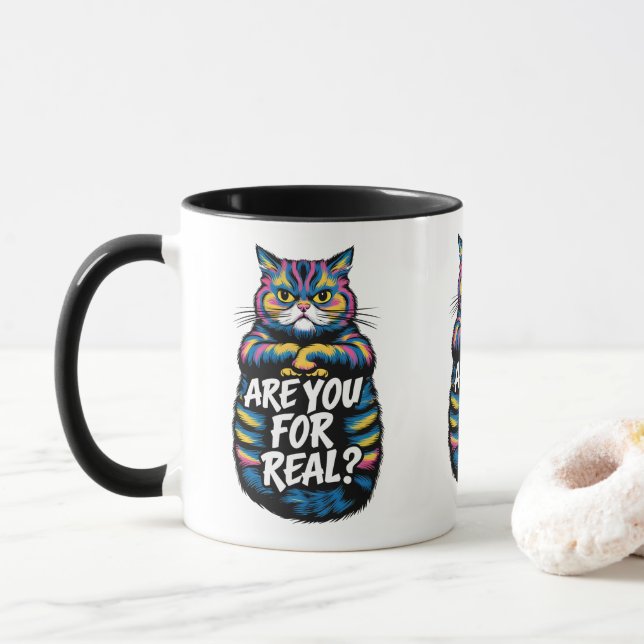 Caneca Você é Realmente Engraçado Gato Mal-Humorado  (Com Donut)