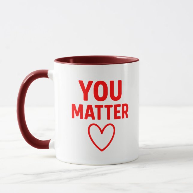Caneca Você Importa" Positividade do Coração Vermelho (Esquerda)