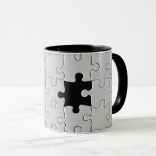 Caneca Você Me Completa Romântico Jigsaw Preto e Branco