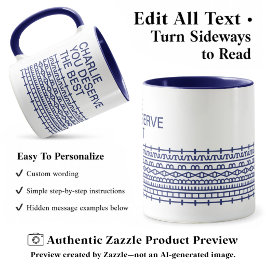 Caneca Você Merece a Melhor Mensagem Secreta, Nome, Azul