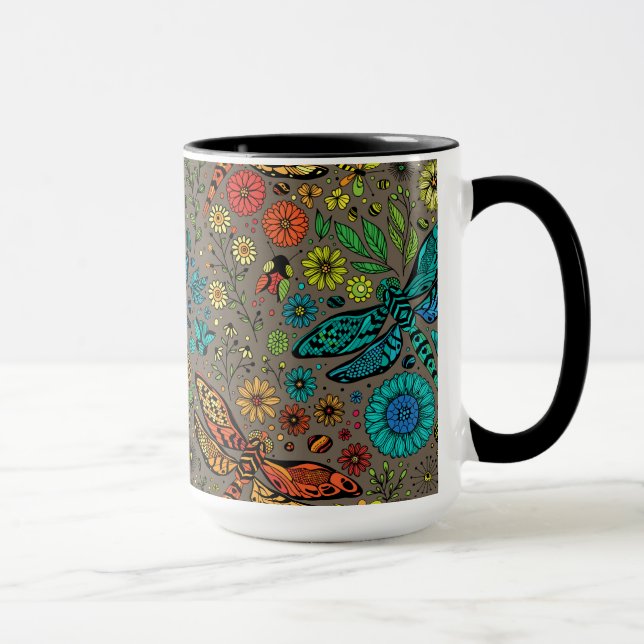 Caneca Voe, voe libélula em marrom (Direita)