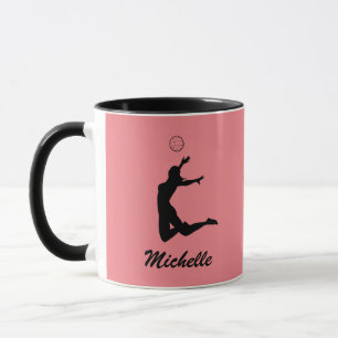 Caneca Voleibol personalizado preto e rosa