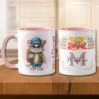 Caneca Voltar para a mochila de Visto de gatos na escola