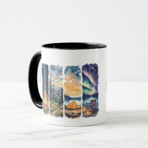 Caneca Volte ao Acampamento Desenho de Acampamento Aquare