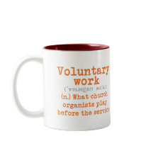 Caneca voluntária do trabalho para organistas -
