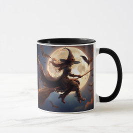 Caneca Voo à Lua das Bruxas de Bruxas Steampunk