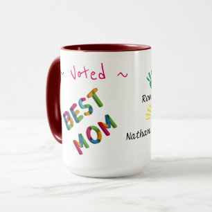 Caneca Votado Melhor Mãe Arte de impressão manual da cria