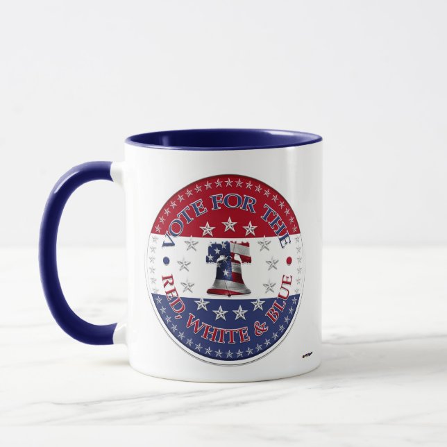 Caneca Vote no Vermelho, Branco e Azul Sino da Liberdade  (Esquerda)