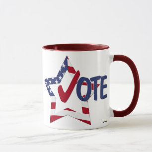 Caneca VOTO vermelho da verificação com a estrela da