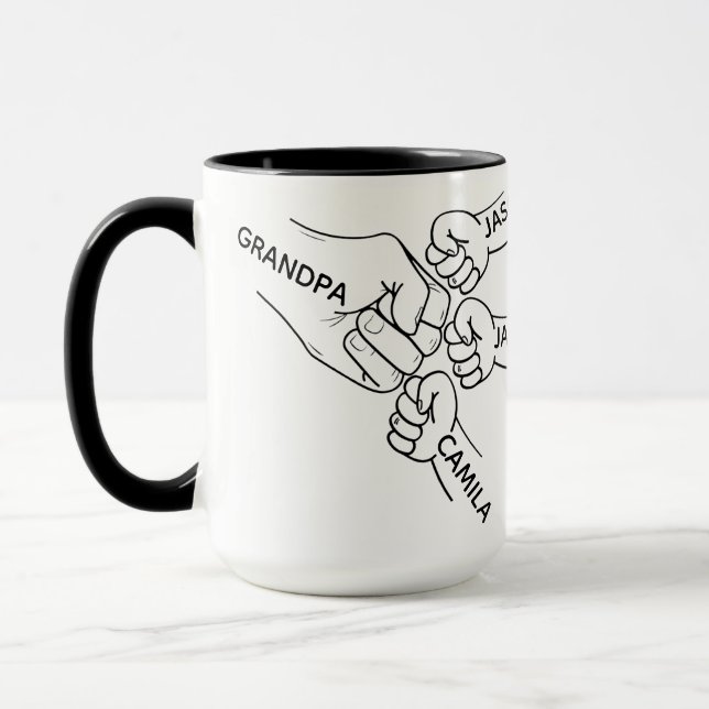 Caneca Vovô Fist Bump Mug, Vovô Mug Com Nomes, Gra (Esquerda)