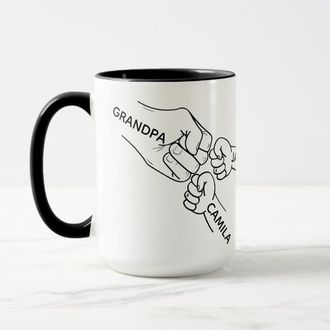 Caneca Vovô Fist Bump Mug, Vovô Mug Com Nomes, Gra (Esquerda)