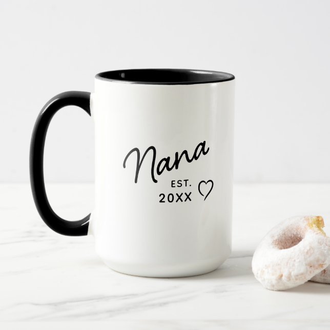 Caneca Vovó Nana Reveal Est. Minimalista do ano (Com Donut)