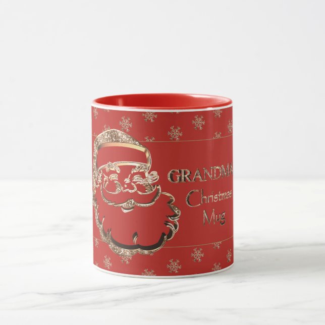 Caneca Vovó Papai noel de Mug Grafo Vermelho Dourado Eleg (Centro)