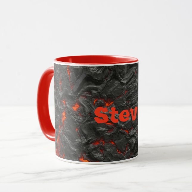 Caneca vulcão de lava Molten preto e vermelho (Frente Esquerda)