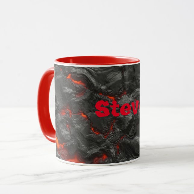 Caneca vulcão de lava Molten preto e vermelho (Frente Esquerda)