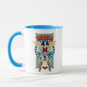 Caneca W84   Crachá de Caráter Mulher Maravilha Retro