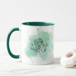 Caneca W Forma Monograma Cor de Água Botânica Verde