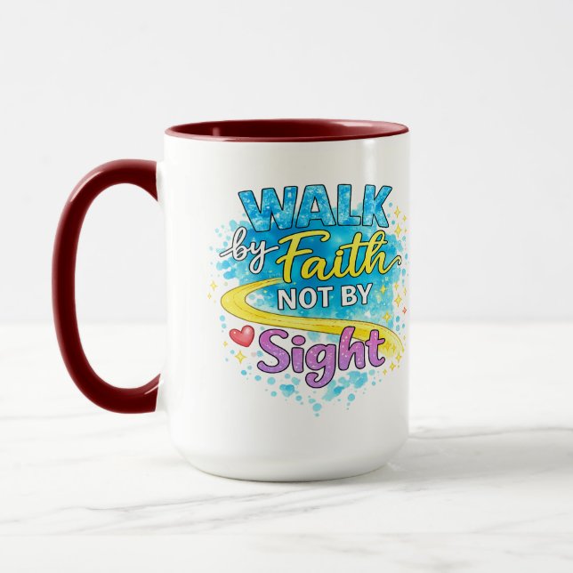 Caneca Walk by Faith Not by Sight Inspirational Mug (Esquerda)